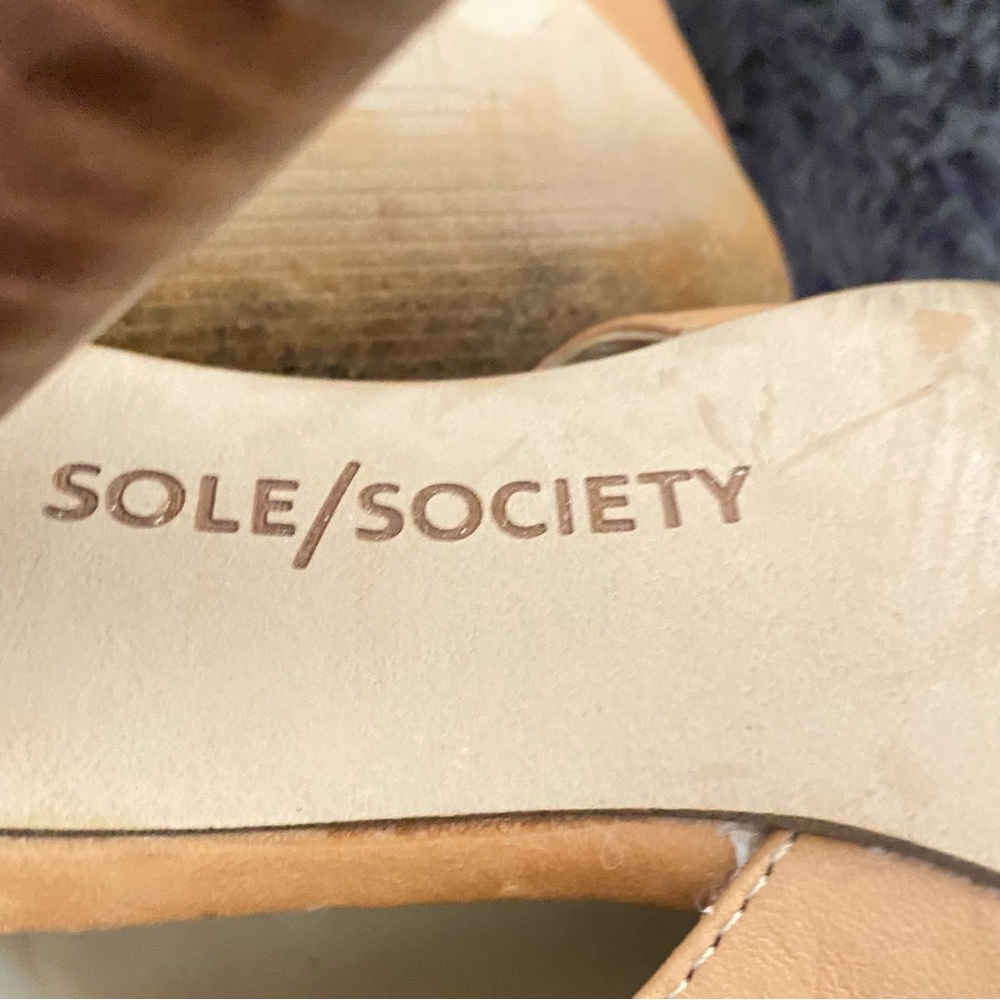 So-Sally Sole Society Tan Genuine Leather Open Toe Bootie Size 7.5 - Picture 11 of 14
